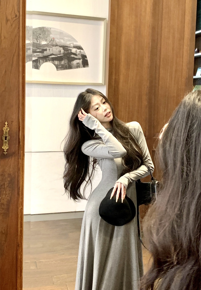 Elasticity slim long dress bottoming drape dress