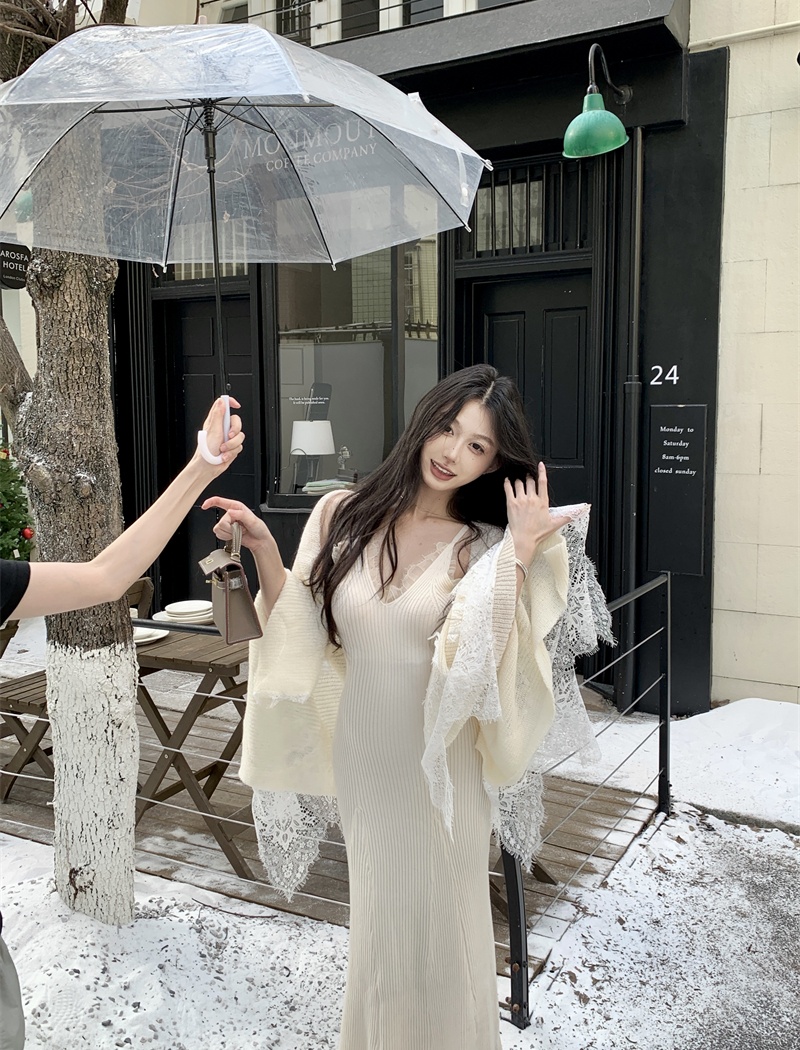 Splice shawl autumn and winter jumpsuit 2pcs set for women