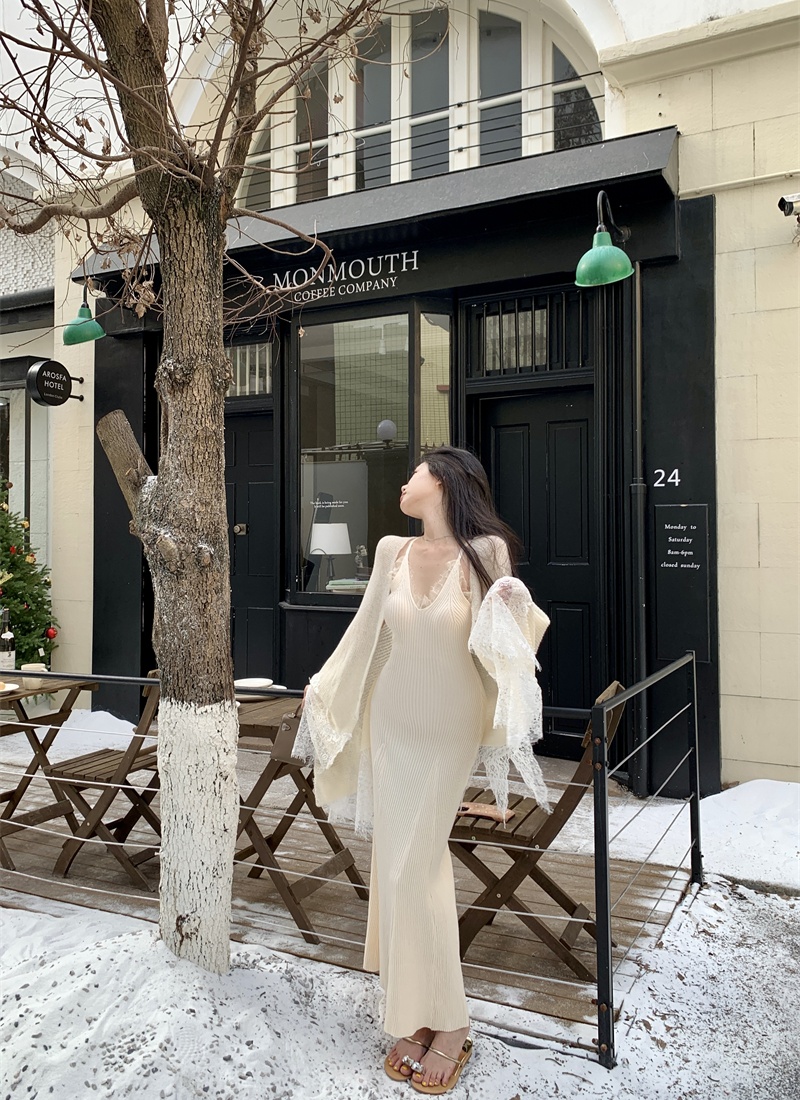 Splice shawl autumn and winter jumpsuit 2pcs set for women