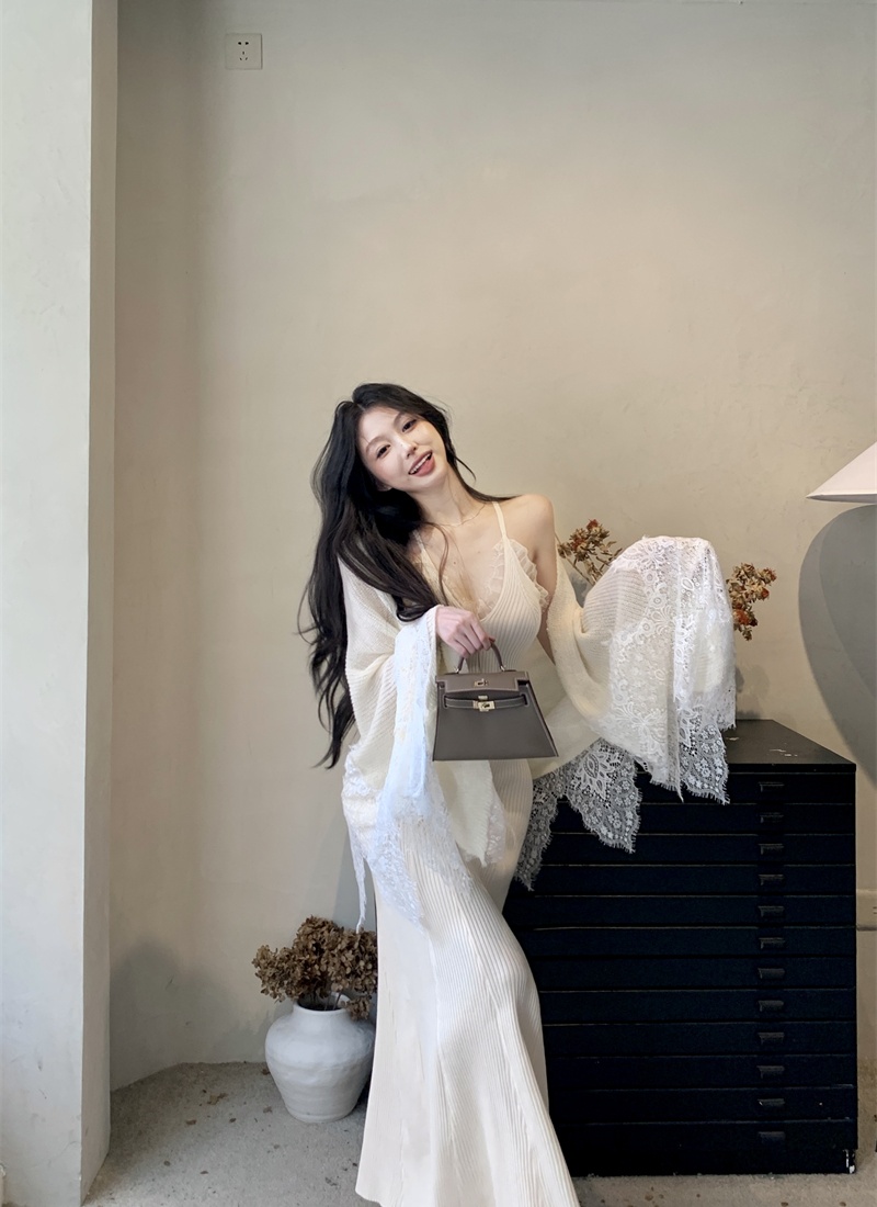 Splice shawl autumn and winter jumpsuit 2pcs set for women