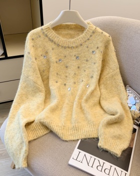 Long sleeve rhinestone tops lazy sweater