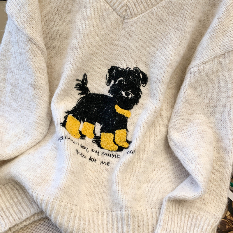 Cartoon autumn tops Korean style sweater for women