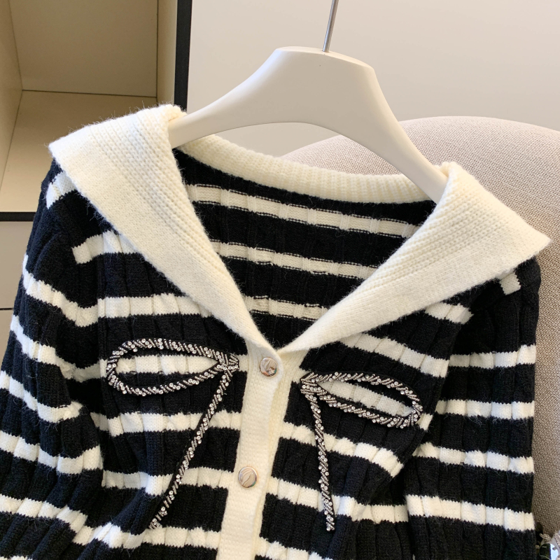 Autumn and winter knitted France style stripe tops