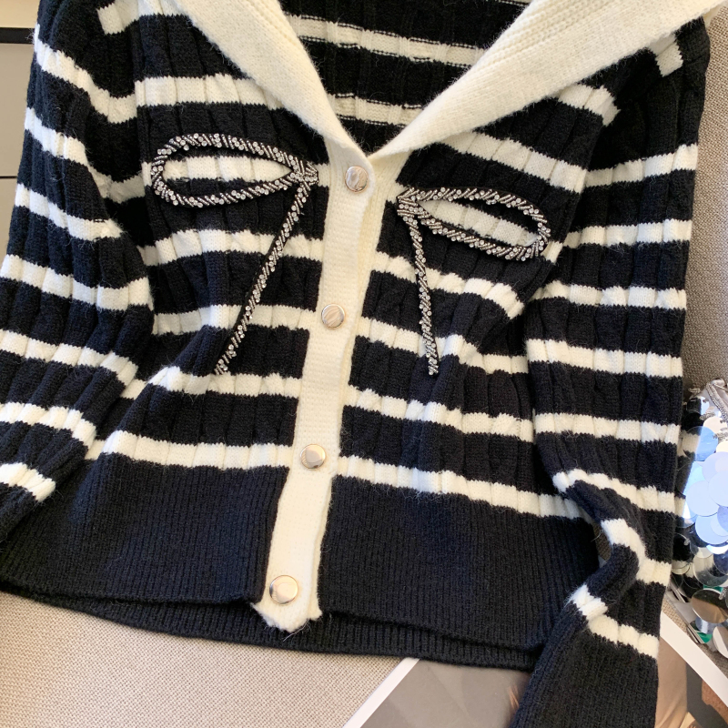 Autumn and winter knitted France style stripe tops