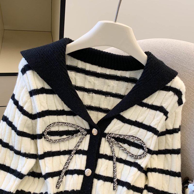 Autumn and winter knitted France style stripe tops