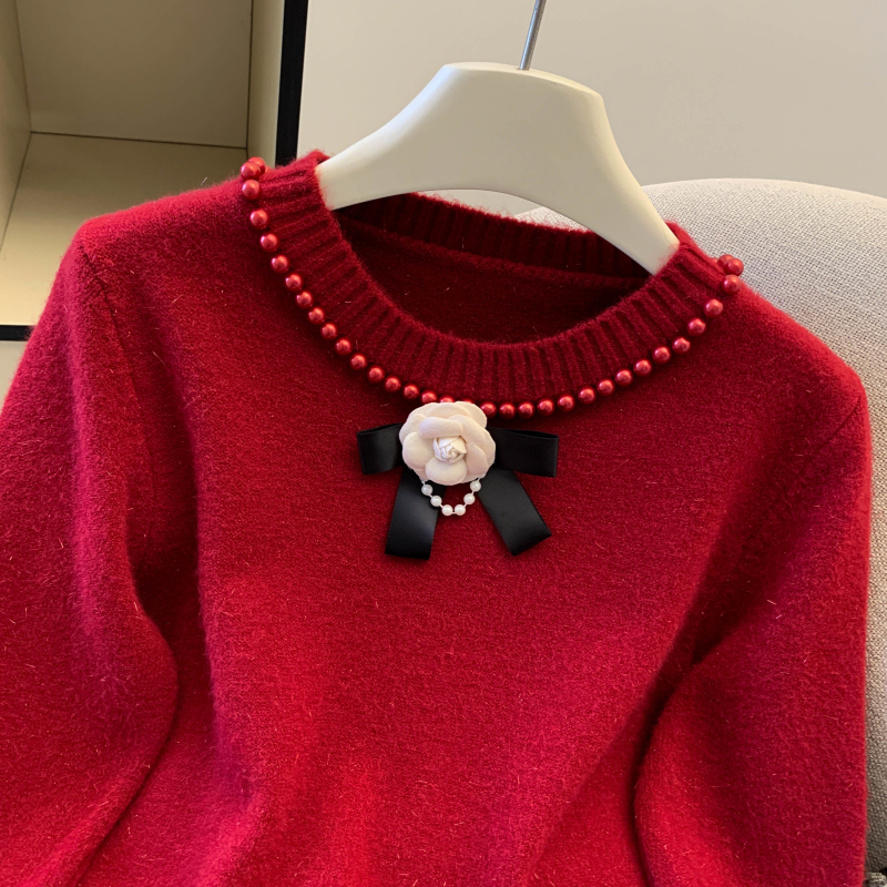 Chanelstyle bow autumn and winter sweater for women