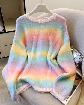Stripe colors tops long sleeve sweater
