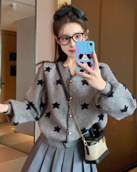 Gray lazy thick coat retro autumn and winter cardigan for women