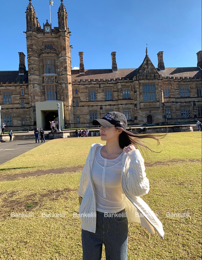 Knitted hooded lazy tops twist autumn coat for women