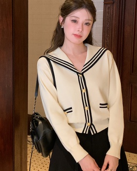 College style spring tops navy collar jacket for women