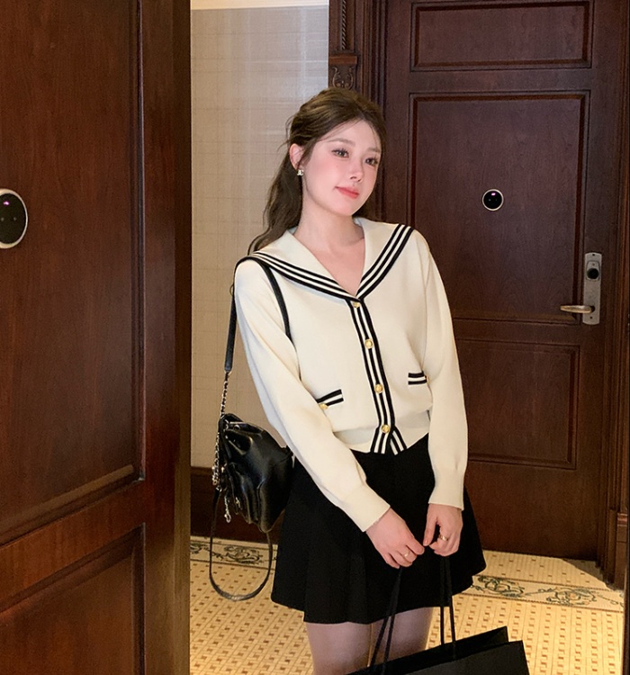 College style spring tops navy collar jacket for women