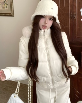 Fur collar hooded coat autumn and winter down coat