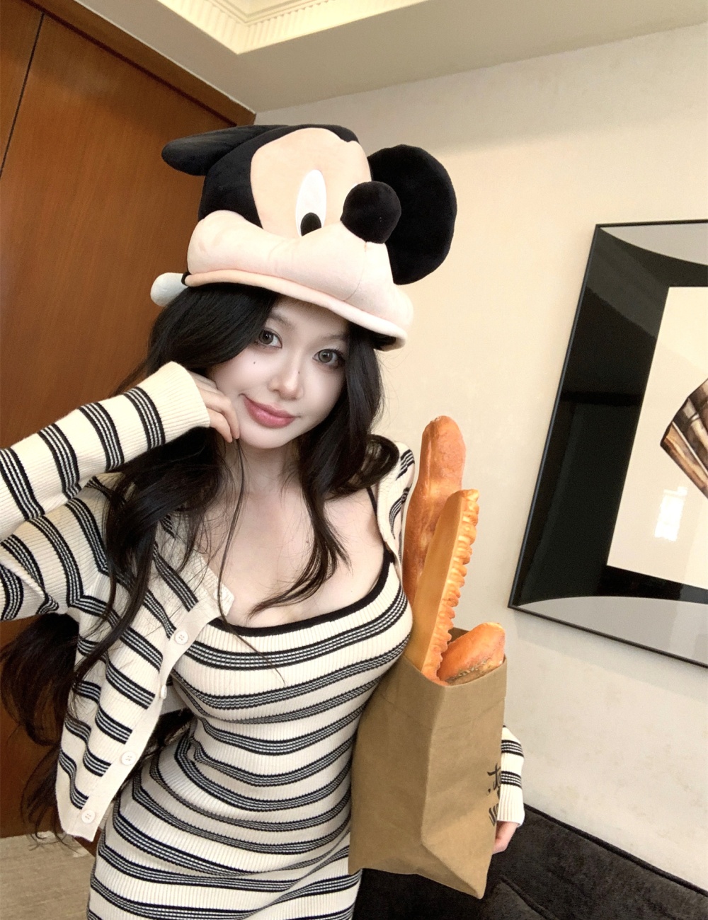 Stripe cardigan strap dress 2pcs set for women