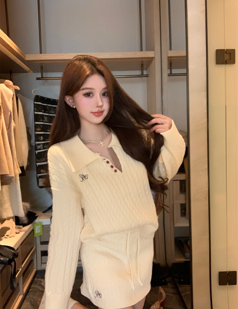 American style sweater college style skirt 2pcs set