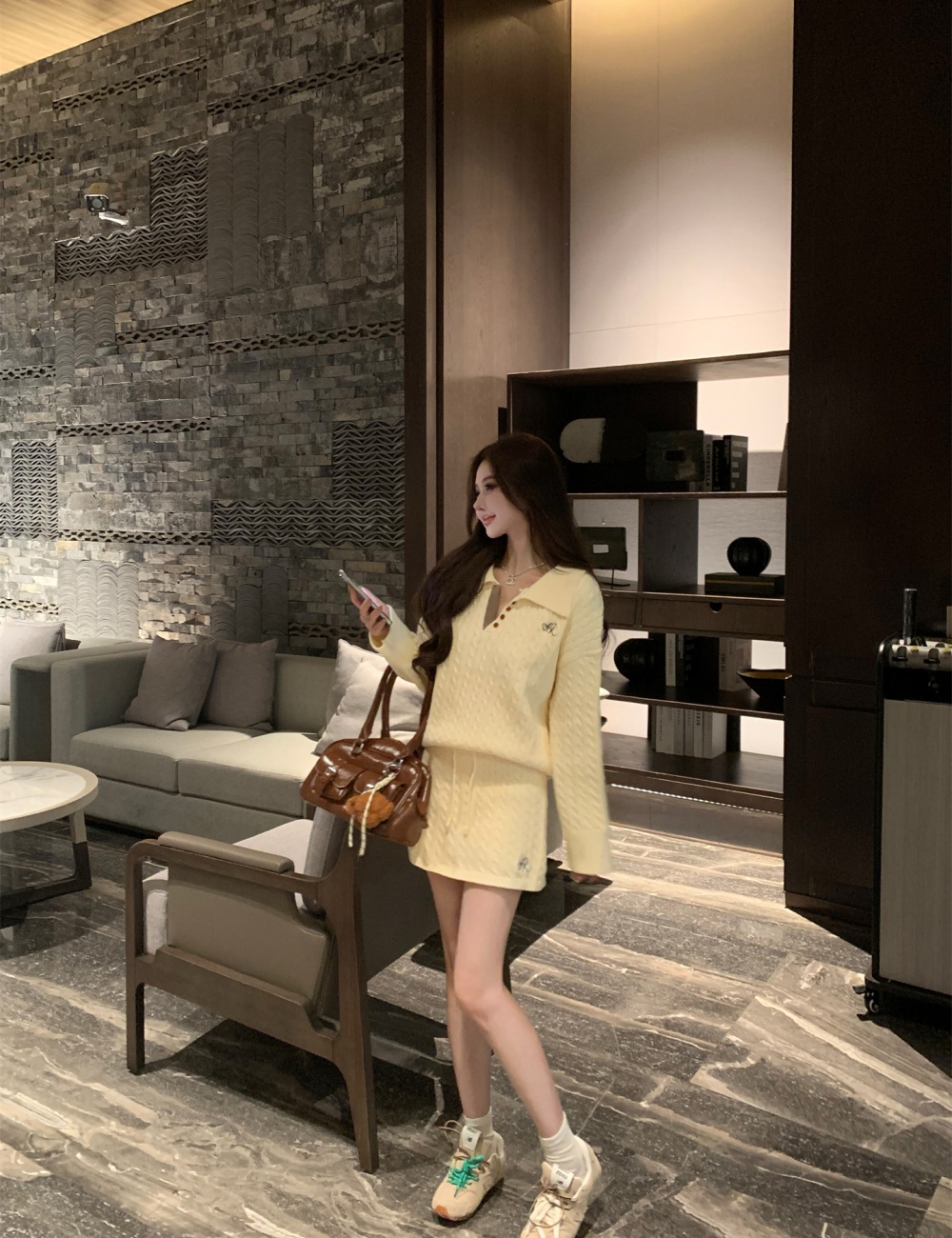 American style sweater college style skirt 2pcs set