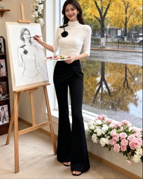 Short sleeve flowers flare pants France style tops a set