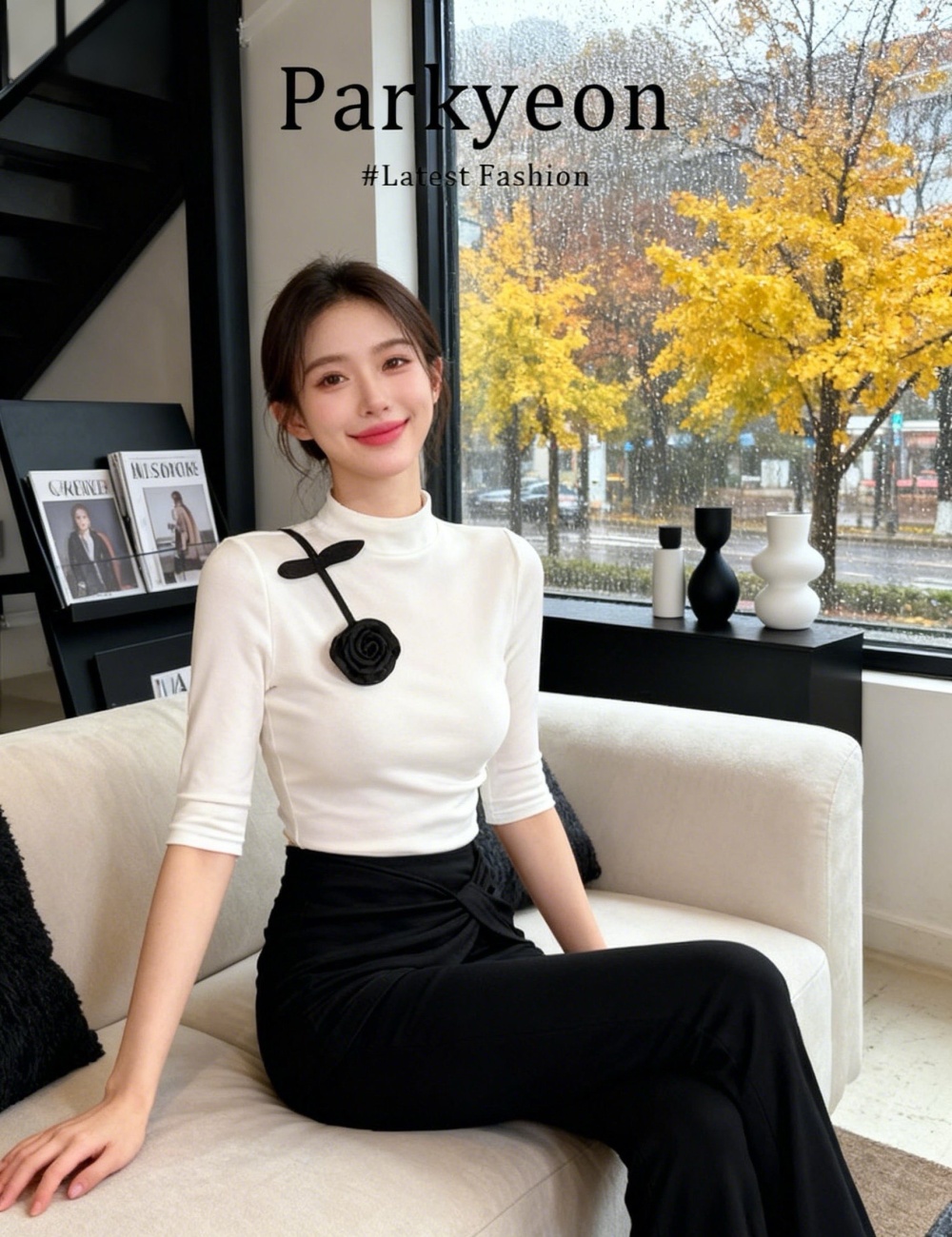 Short sleeve flowers flare pants France style tops a set