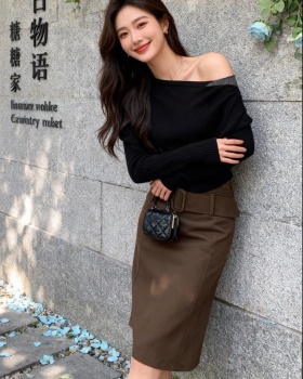 Splice strapless skirt A-line sweater 2pcs set for women