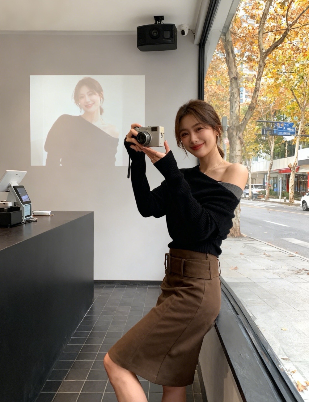 Splice strapless skirt A-line sweater 2pcs set for women