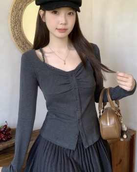 Pseudo-two all-match tops enticement splice T-shirt