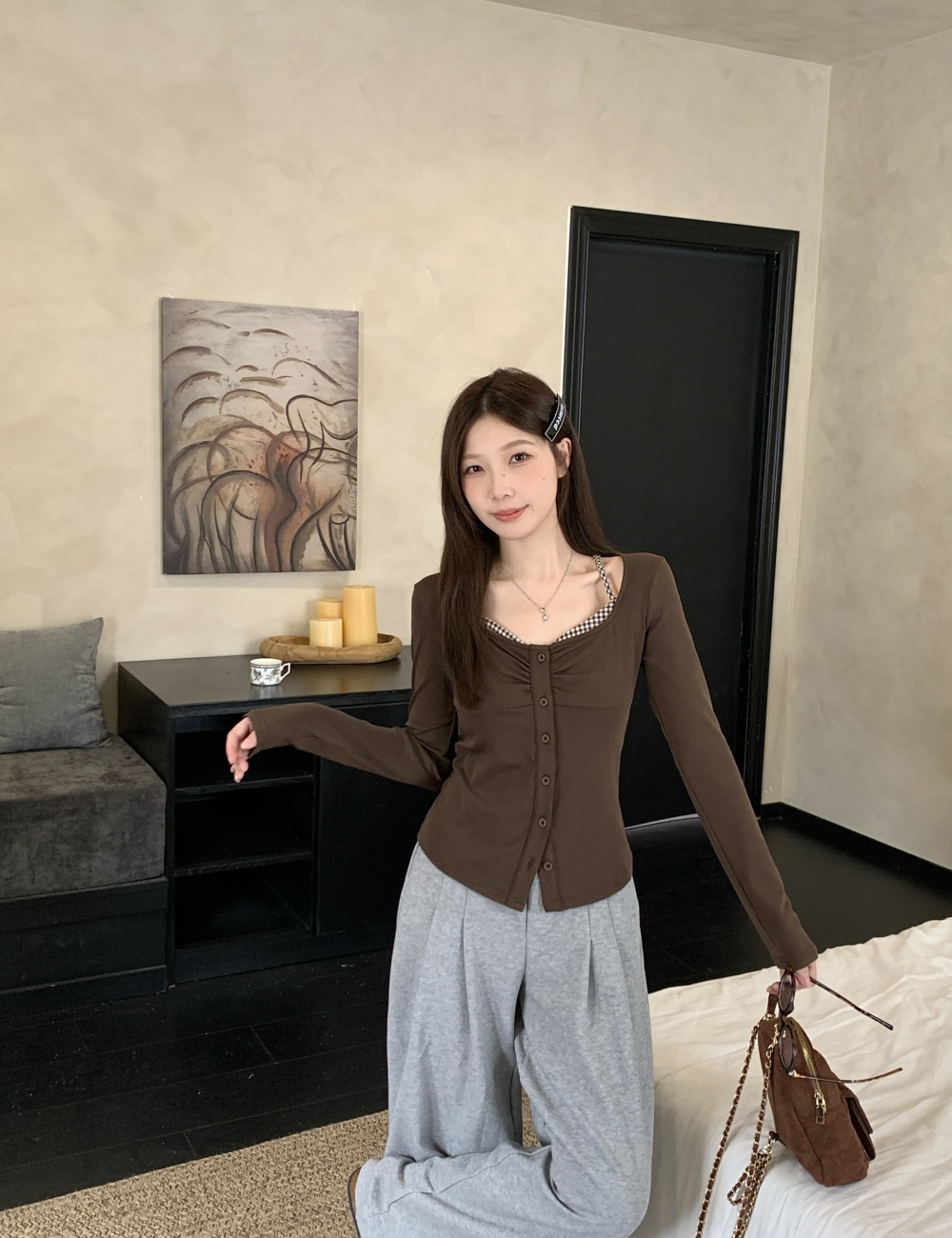 Pseudo-two all-match tops enticement splice T-shirt