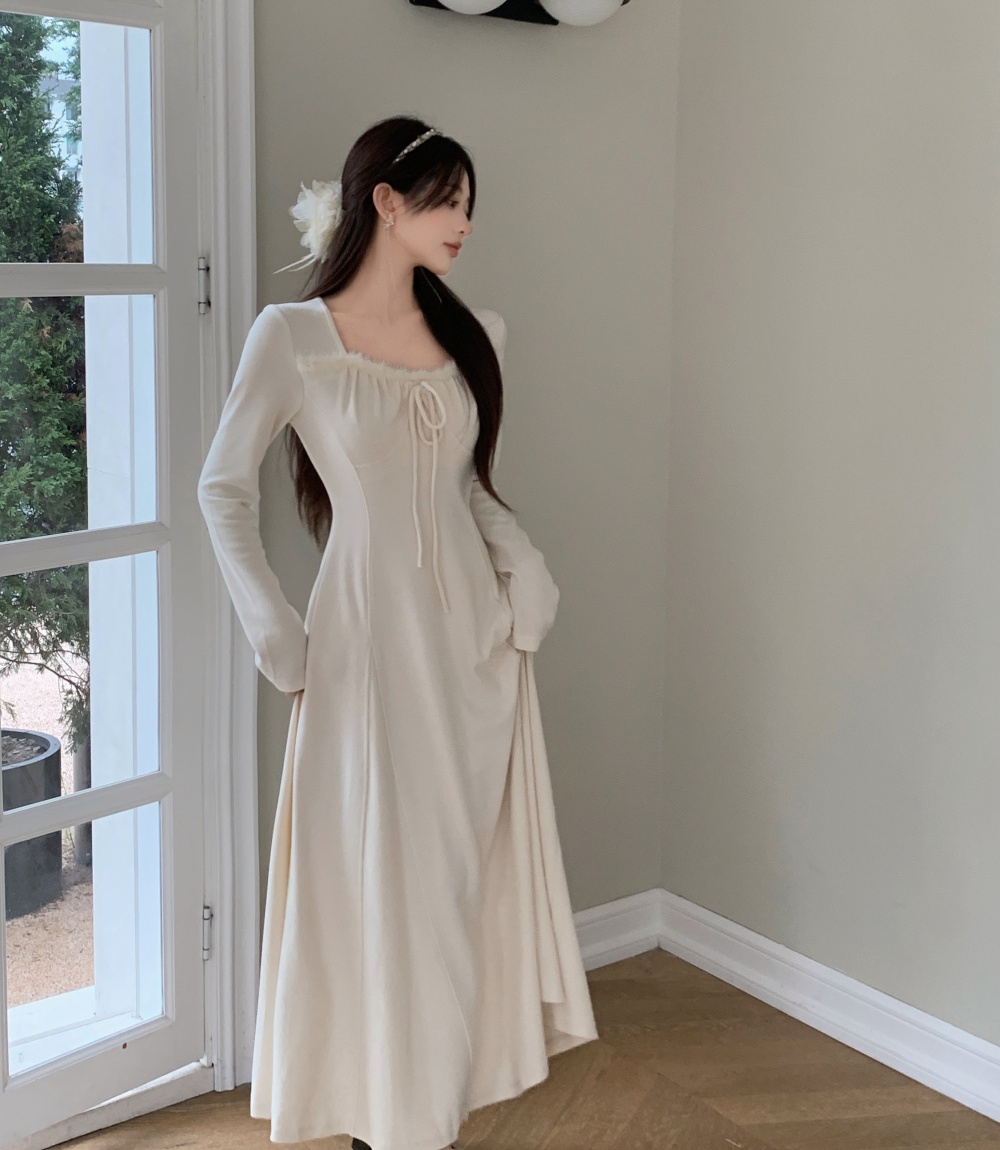 Korean style splice large yard elmo bottoming dress for women