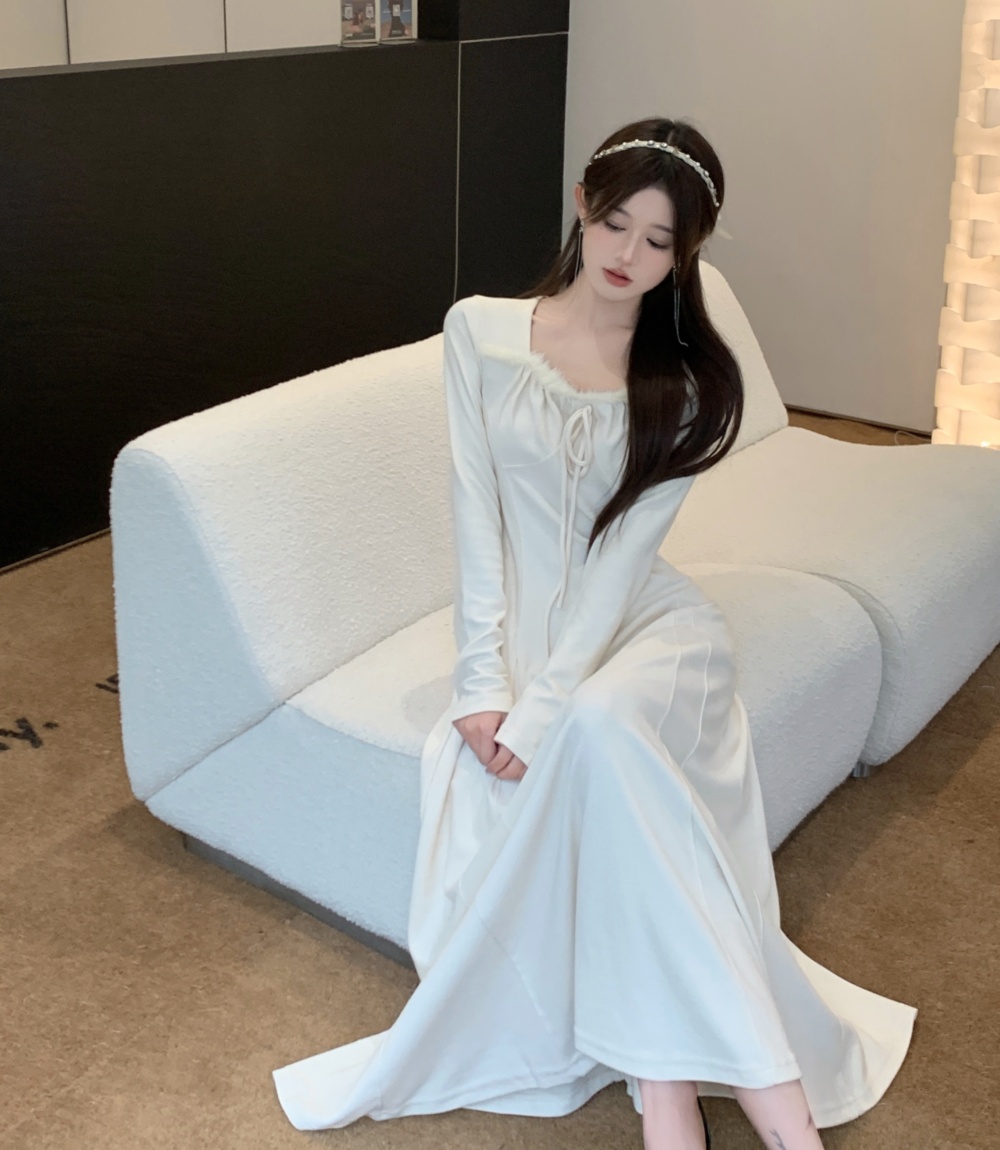 Korean style splice large yard elmo bottoming dress for women