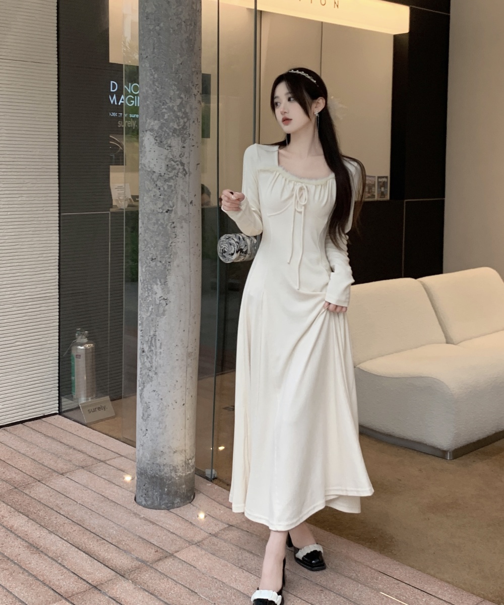 Korean style splice large yard elmo bottoming dress for women