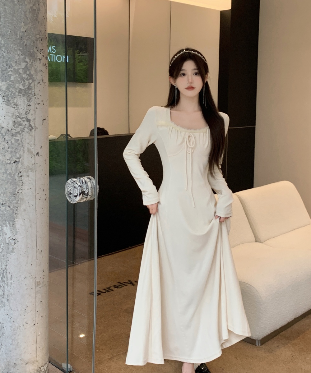 Korean style splice large yard elmo bottoming dress for women