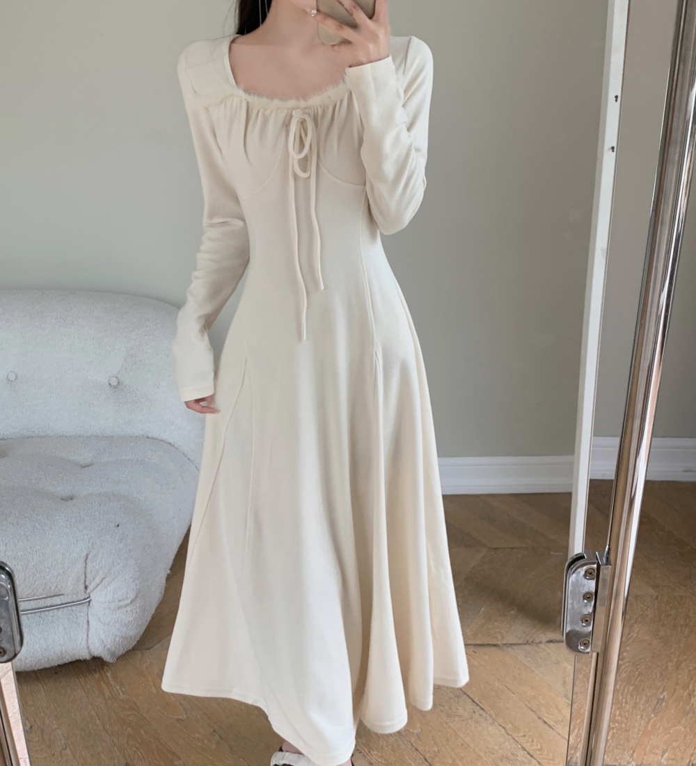 Korean style splice large yard elmo bottoming dress for women