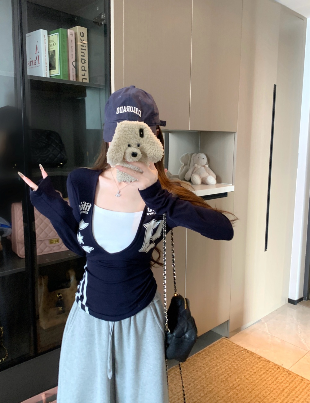 American style long sleeve splice Pseudo-two bottoming shirt