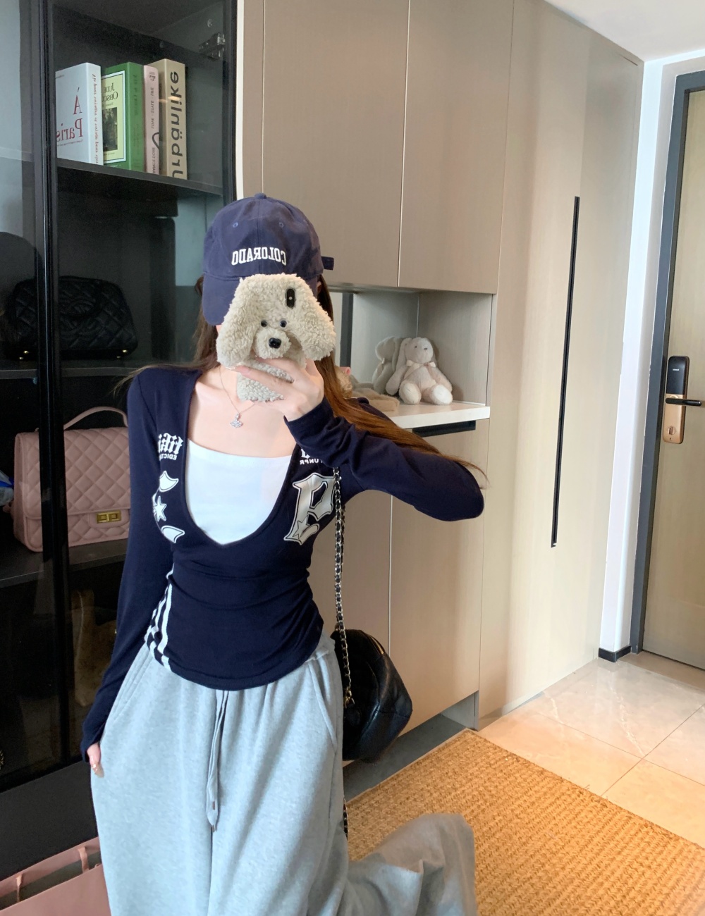 American style long sleeve splice Pseudo-two bottoming shirt