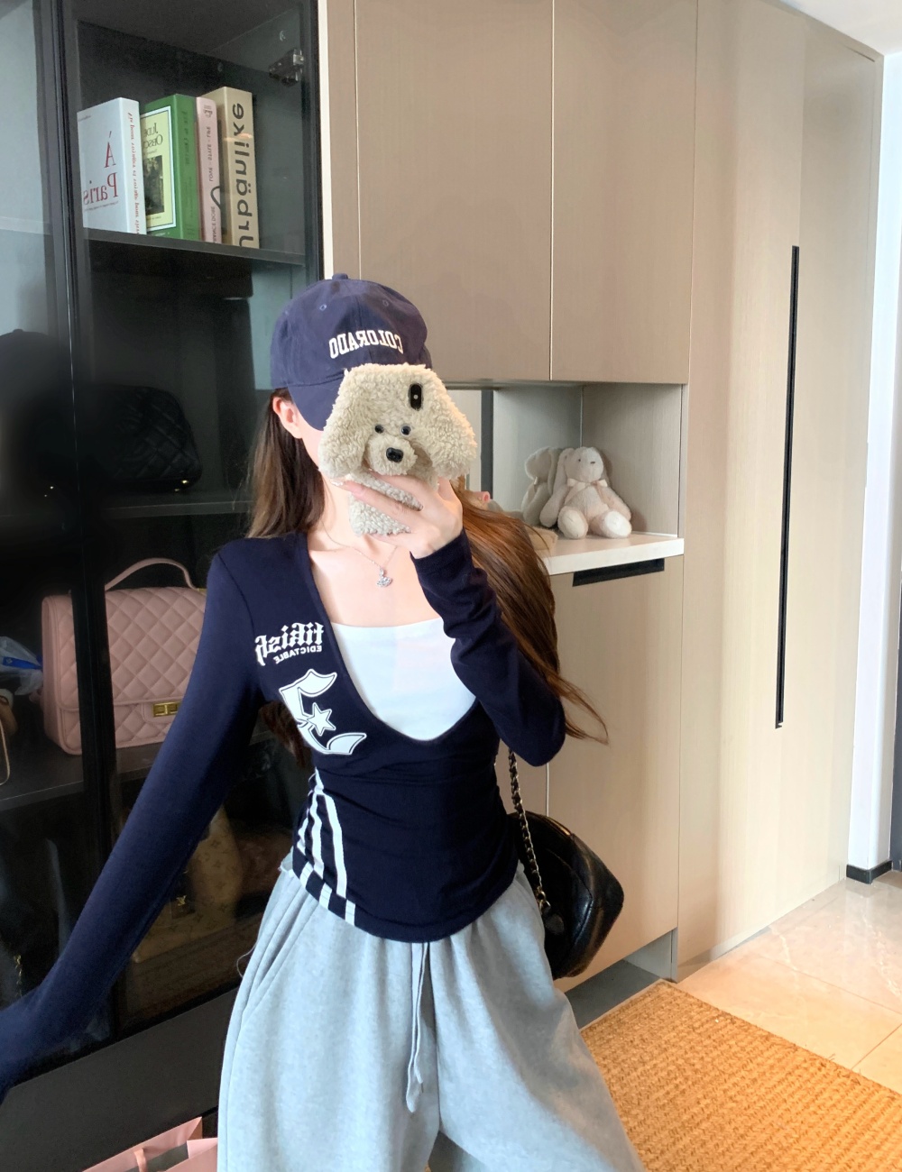 American style long sleeve splice Pseudo-two bottoming shirt