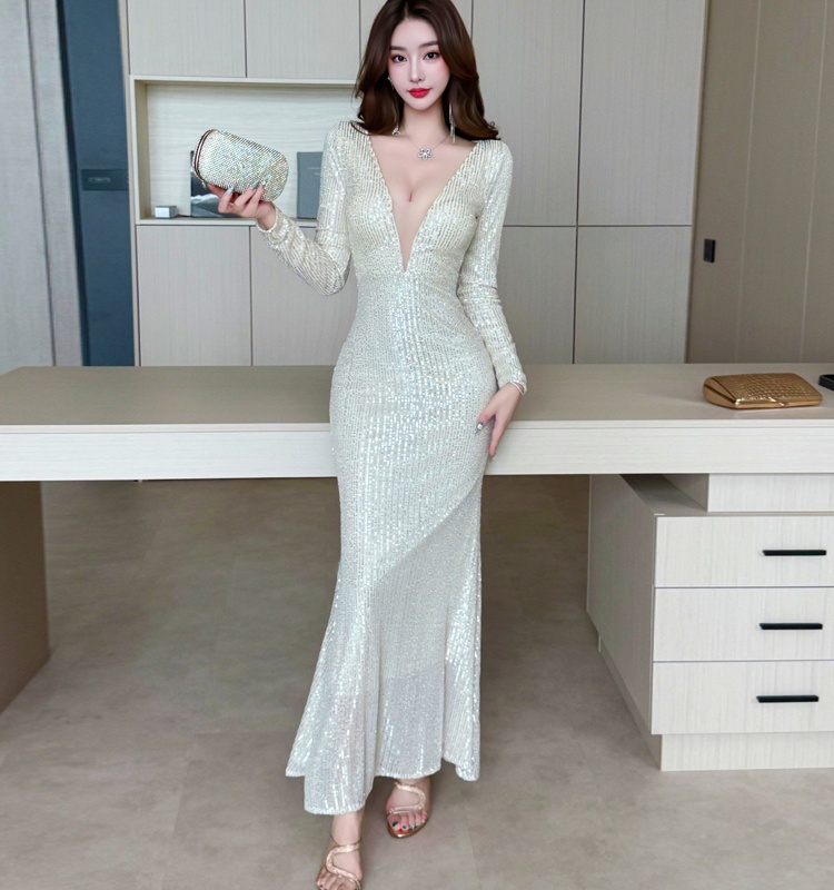 Banquet temperament dress sexy sequins evening dress