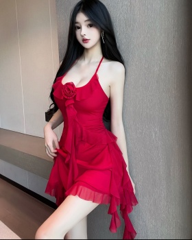 Fashion irregular spicegirl sling personality sexy gauze dress