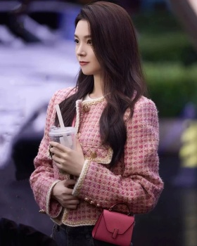 Pink France style coarse flower tops ladies chanelstyle coat