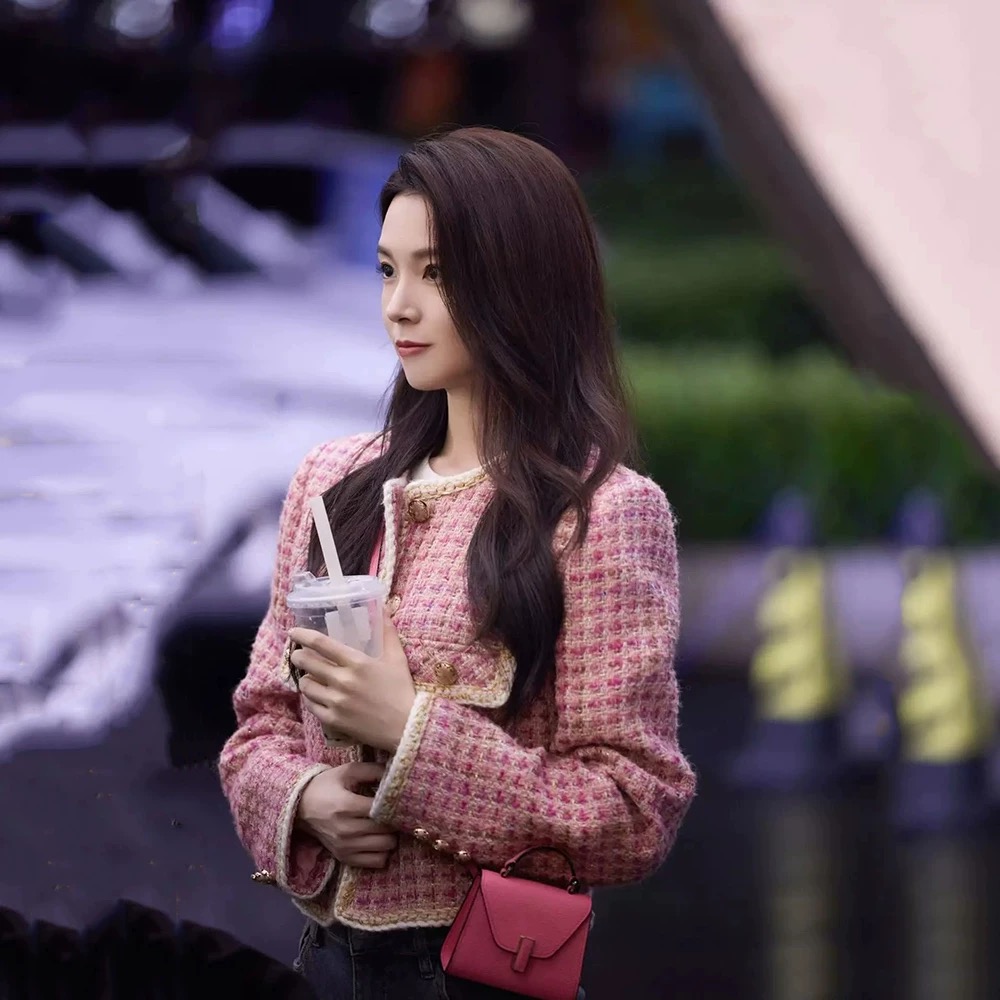 Pink France style coarse flower tops ladies chanelstyle coat