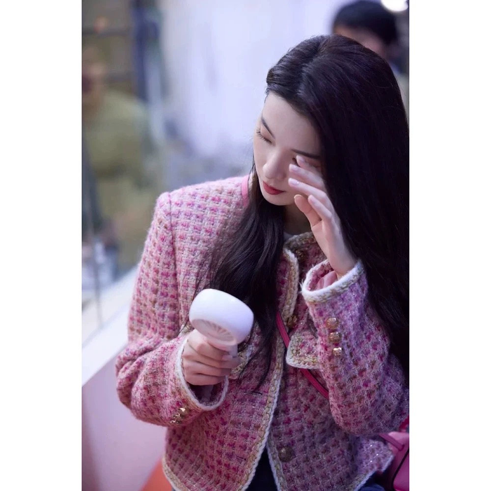 Pink France style coarse flower tops ladies chanelstyle coat