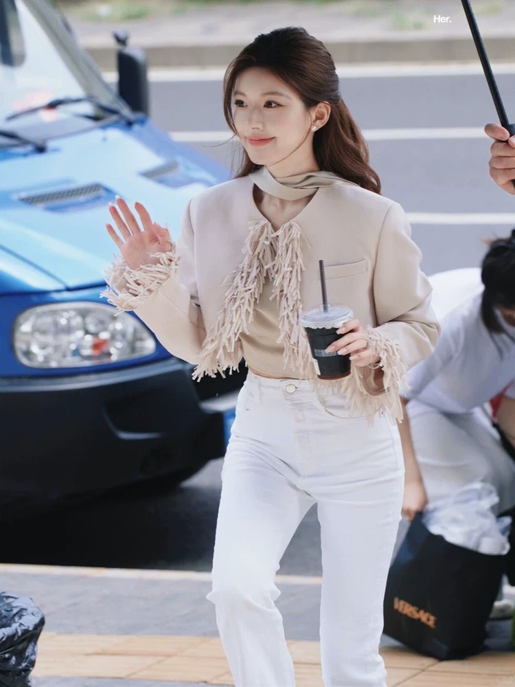 Tassels all-match tops temperament ladies cardigan for women