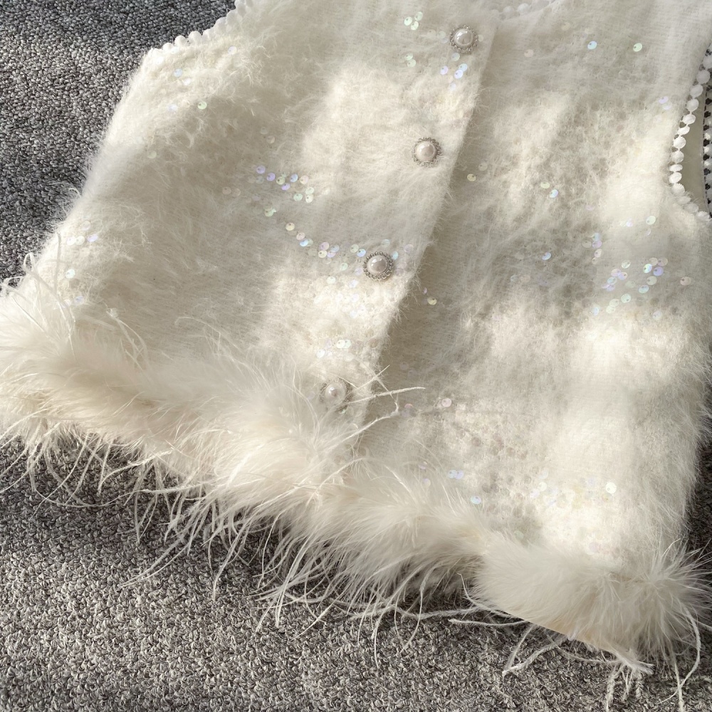 Elmo beading sleeveless waistcoat ladies splice coat