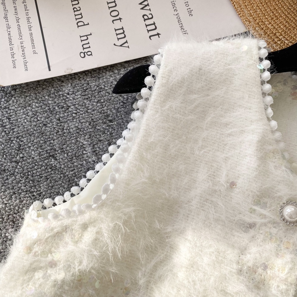 Elmo beading sleeveless waistcoat ladies splice coat