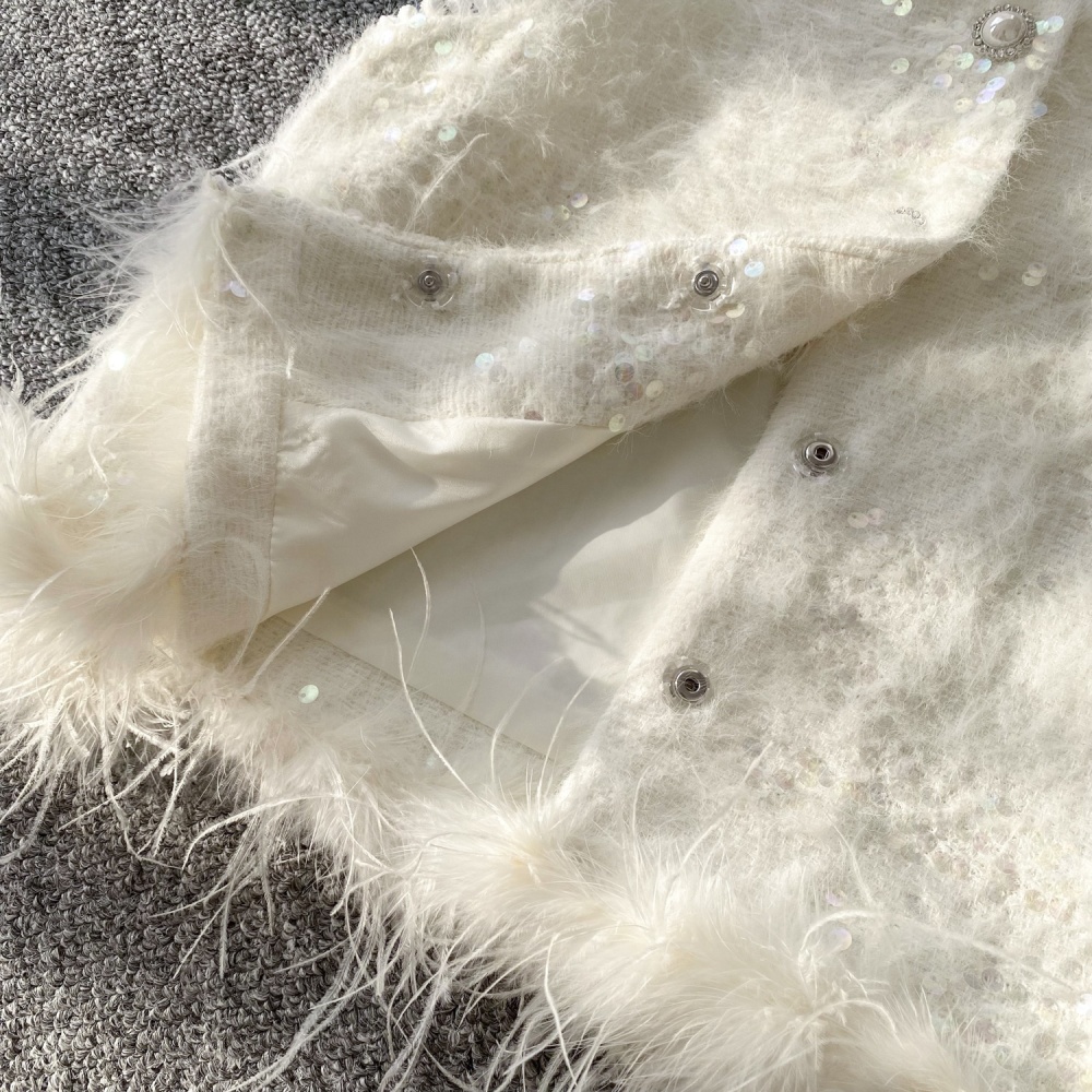 Elmo beading sleeveless waistcoat ladies splice coat