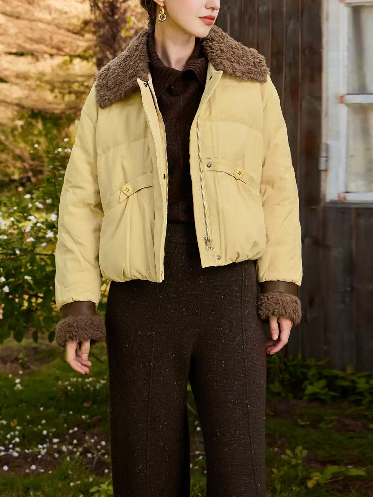 Down stitching collar winter coat short Casual down coat