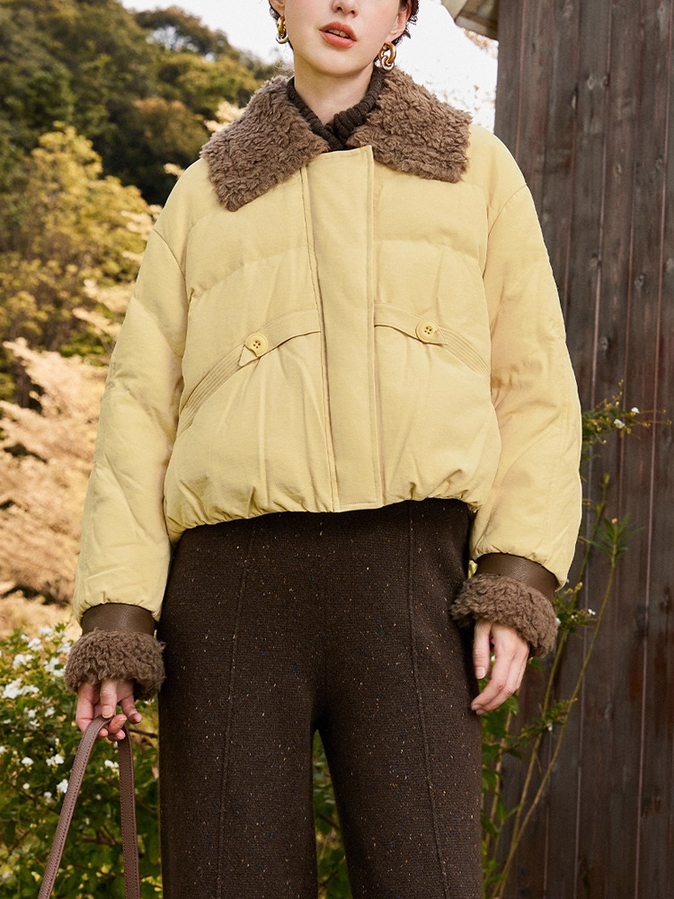 Down stitching collar winter coat short Casual down coat