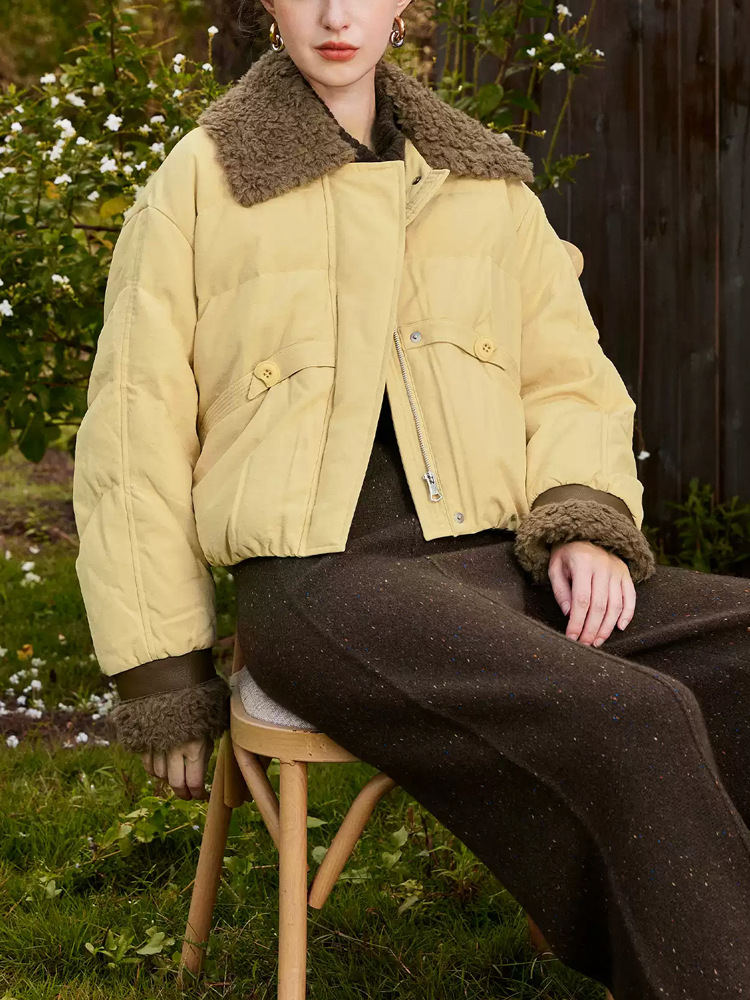 Down stitching collar winter coat short Casual down coat
