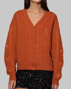 Orange lazy sweater temperament loose cardigan