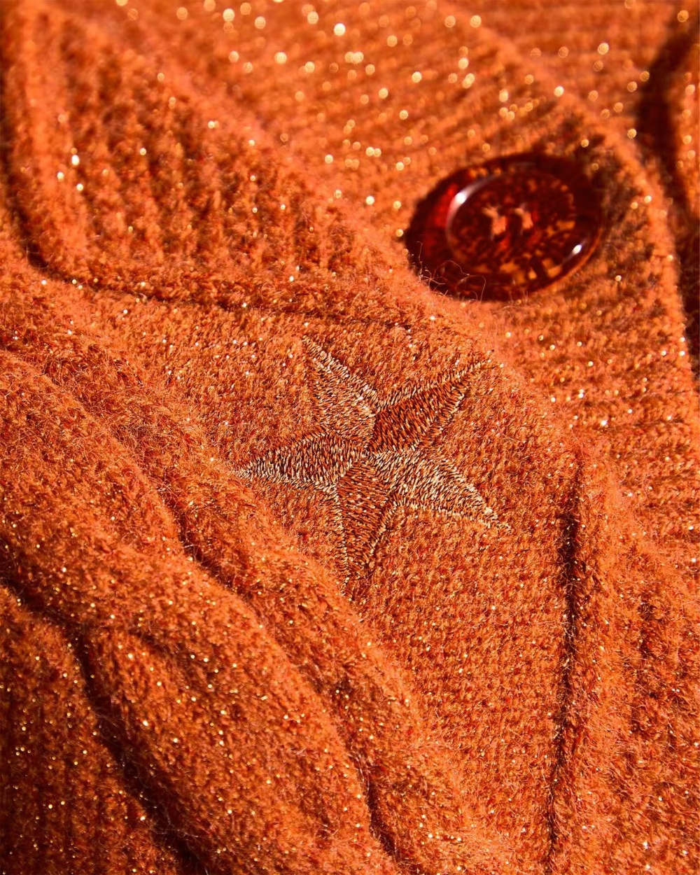 Orange lazy sweater temperament loose cardigan