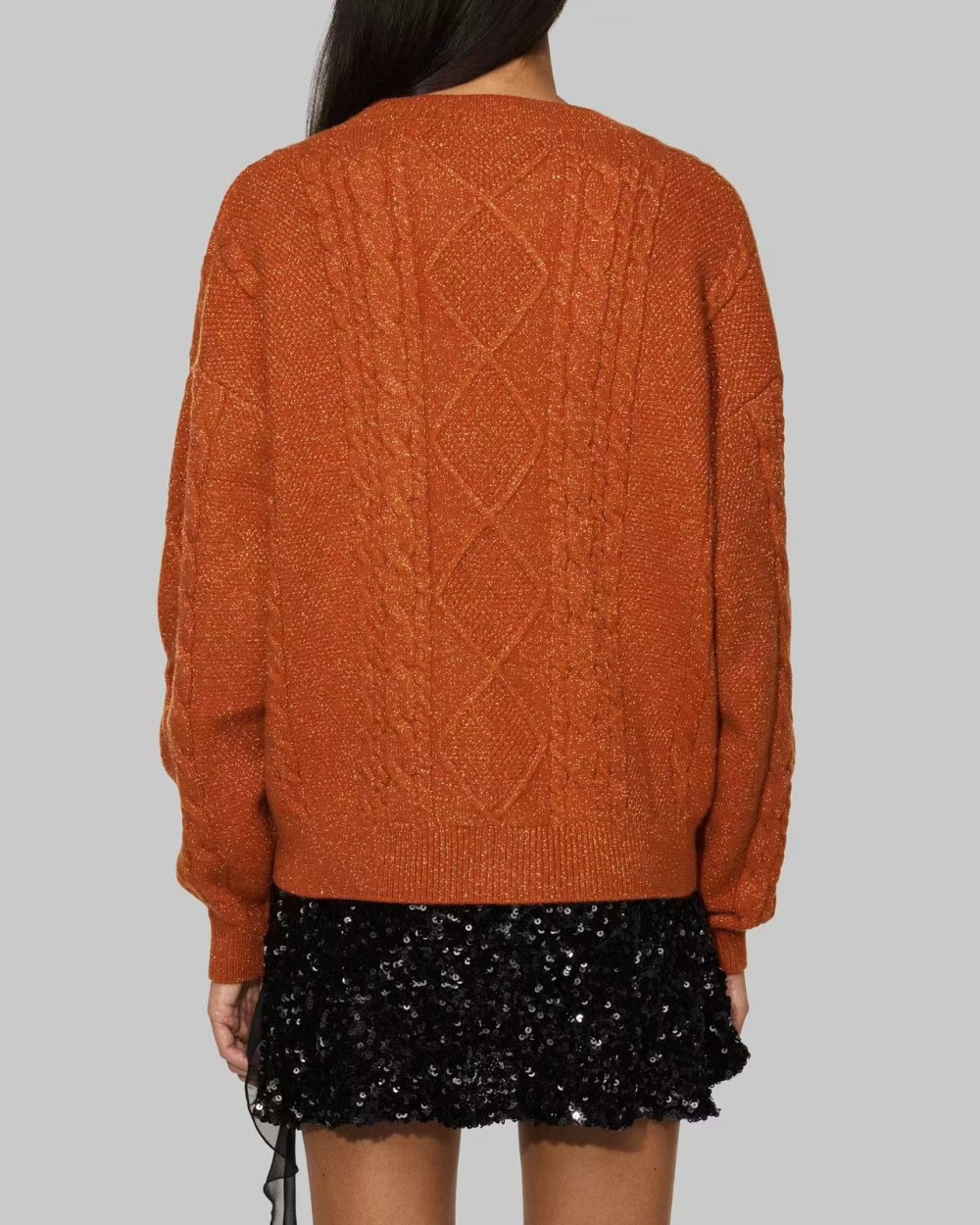 Orange lazy sweater temperament loose cardigan