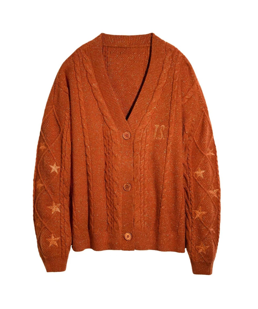Orange lazy sweater temperament loose cardigan