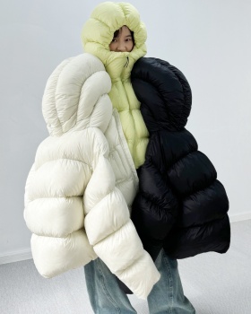Hooded bud hat short thick down coat